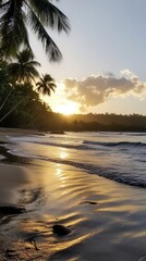 Golden Hour Tropical Beach Sunset: A Coastal Paradise
