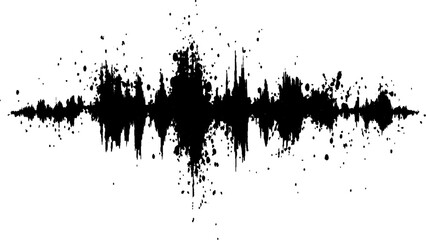 Obraz premium Black and white sound wave with a white background. Vector brush grunge texture Rough Black Scratches splatter grunge distressed background.
