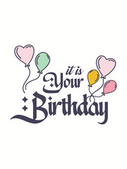 Cute hand drawn birthday label.. fos social media post. poster and flayer