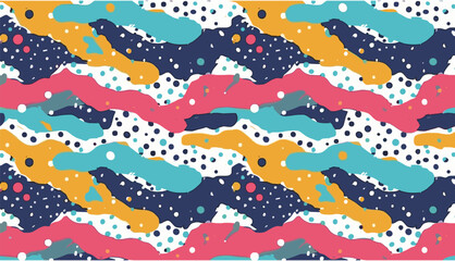 Colorful abstract camouflage vector pattern, seamless polka dots background, modern artistic wallpaper, trendy textile print, stylish fashion design, graphic backdrop, contemporary art