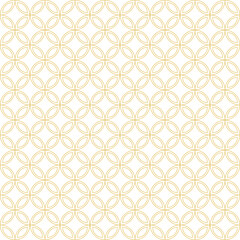Minimalist Geometric Pattern with Interlocking Circles in Light Gold on White Background