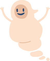 Smiling cartoon halloween ghost vector illustration