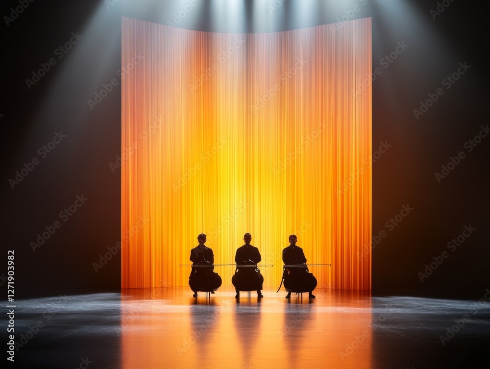 Aufkleber immersive concert experience musicians with instruments on modern stage - artistic expression in the