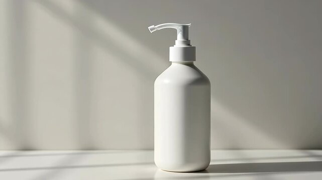  Minimalist white pump bottle on a neutral background suitable for clean and modern designs