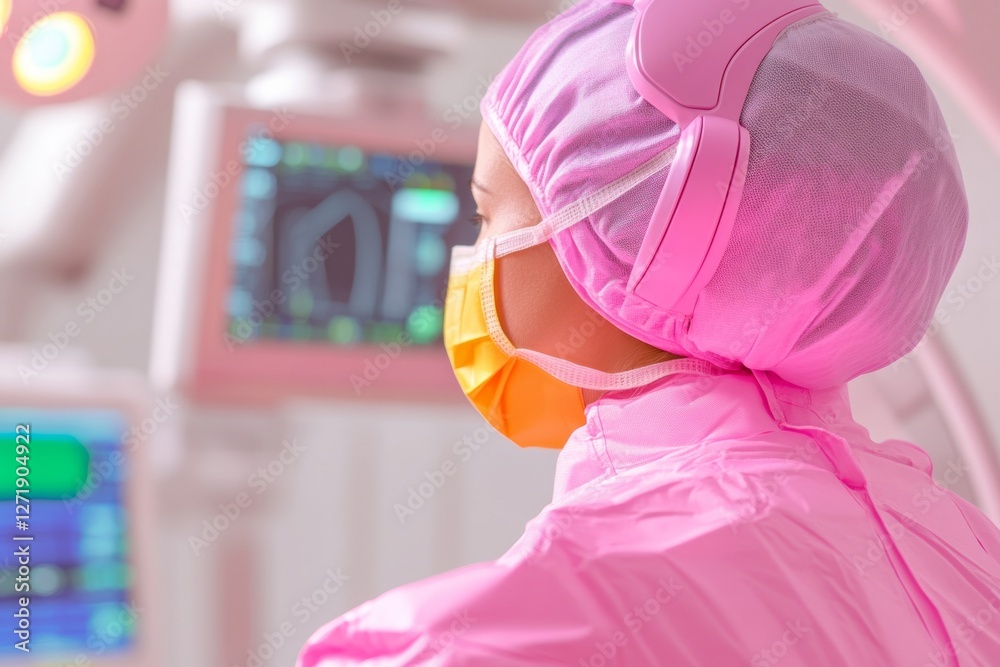 Aufkleber innovative surgical tech ai-controlled robotic system in neon surgical suite - precision healthcare 