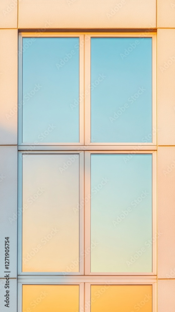 Poster minimalist glass facade reflective window grid for modern urban architecture - enhancing corporate t