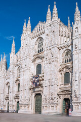 Milan Cathedral, Duomo di Milano, dedicated to St Mary of the Nativity. The Gothic cathedral began to be built in 1386 and took six centuries to complete, the fifth largest in the world. Italy, 2019	
