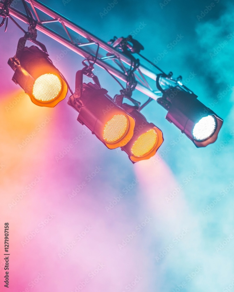 Leinwandbilder vibrant led stage lighting on metal truss dynamic beam array for modern events and entertainment enh