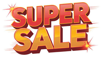 Bold graphic super sale banner Transparent background