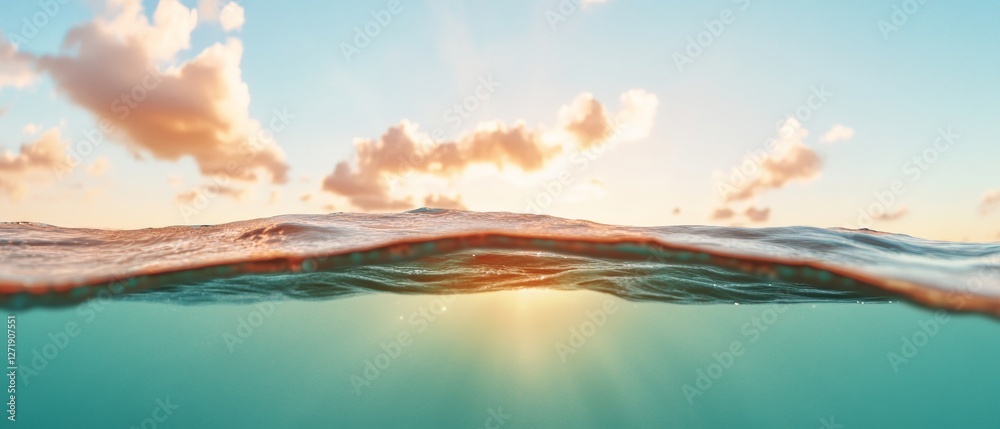 Aufkleber Fluid Dynamics Aesthetic Underwater Visualization of Wave Patterns with Oceanic Textures for Environmental Education and Marine Technology Applications