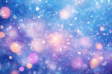Obraz premium Abstract winter background with falling snowflakes and bokeh effect