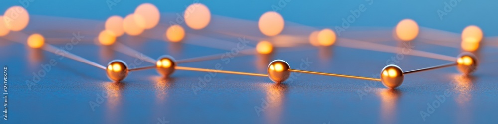 Aufkleber Sleek Tech Aesthetics Illuminated Network Graph in Metallic Surface - Visual Data Presentation and Modern Connectivity in Digital Marketing Solutions