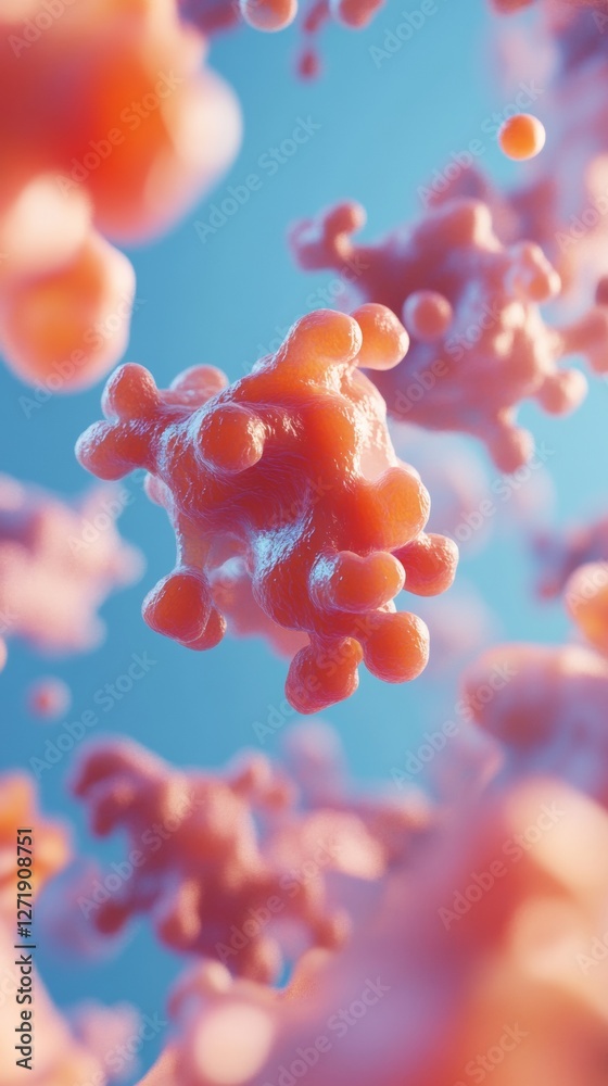Poster Futuristic Molecular Visualization Glossy DNA Structures in Vibrant Lab Setting - Cutting-Edge Scientific Imagery for Genetic Research and Bioinformatics Marketing