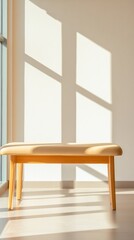Fototapeta premium Sunlit Minimalist Therapy Space Scandinavian Table with Eco-Friendly Materials in Modern Rehabilitation Center - Mindful Design and Wellness Promotion for Holistic Health