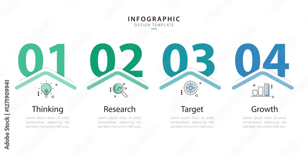 Poster timeline infographic template. 4 step timeline journey, calendar flat simple infographics design tem