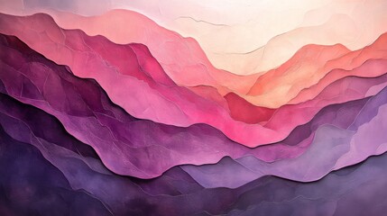 Abstract layered mountain range with shades of purple and pink