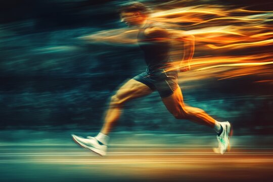 Dynamic motion blur on male runner in action