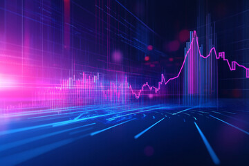 A vivid abstract display charts and graphs with bright colors generated with AI