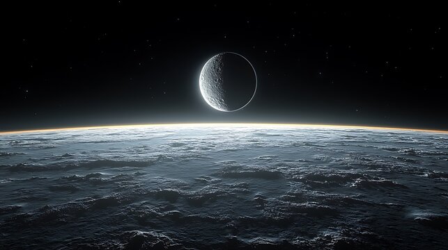Dark rise planet glowing horizon high resolution hd image