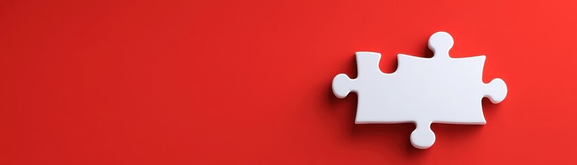 A Single White Puzzle Piece on a Vibrant Red Background Symbolizes Solution and Completion