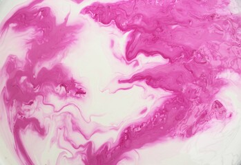 Abstract background of pink and white paint. The acrylic paint flows freely and creates an interesting pattern. Texture, background, abstraction, painting. Background for the cover of a notebook, lapt
