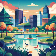 Fototapeta premium city park vector