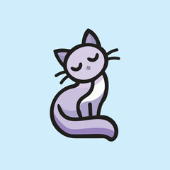 Cute Cat Relaxing Logo Design