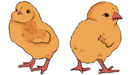 Easter cute cartoon chick chickens on a white background. easter, spring illustration
