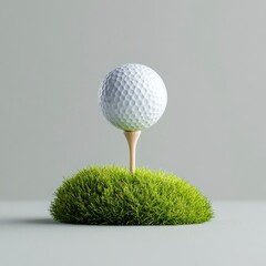 A beautifully rendered golf tee with a white golf ball perched atop lush green grass, symbolizing the essence of the sport.