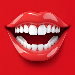 Naklejka premium Smooth Glossy Smile with White Teeth