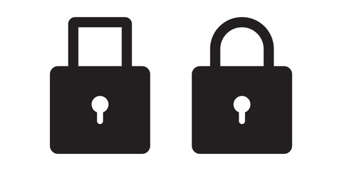 Lock icon flat editable icon mark set.