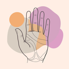A clean, black line art illustration of a stylized human hand, 
