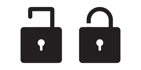 Lock icon flat editable icon mark set.