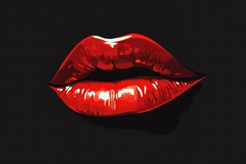Glamorous red lips painted in a cartoon art style