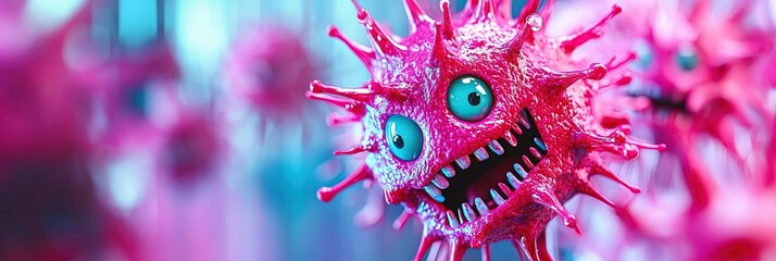 germs concept with cartoon whacky germ character