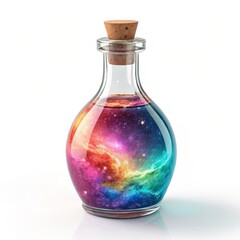 Cosmic Nebula in a Glass Bottle 3D Render, Fantasy, Space, Cork, Bottle Space, Nebula