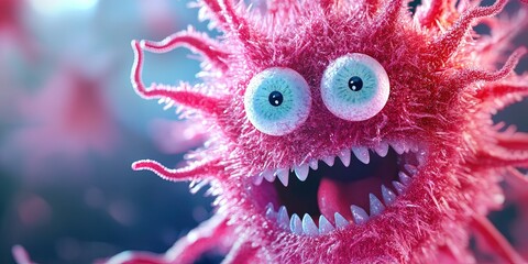 germs concept with cartoon whacky germ character