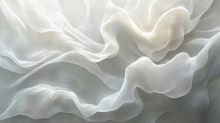 Obraz premium Light ethereal white fabric drapes softly creating flowing waves