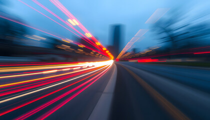 colorful light trails with motion blur effect, long time exposure, isometry. with white shades