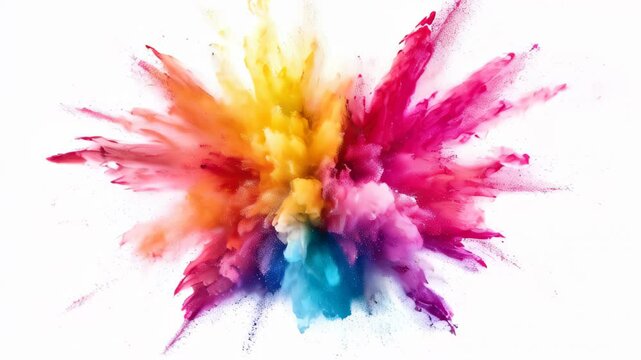 Colorful holi powder exploding on white background