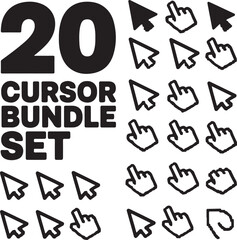 mouse cursor icon vector illustration of a hand cursor and A white arrow pointing diagonally upward left