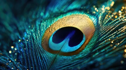 Obraz premium Vivid Peacock Feather with Blue Eye
