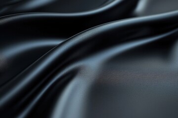 Obraz premium A close-up of smooth, dark fabric with gentle waves creating a luxurious and elegant abstract texture, ideal for backgrounds and design elements.