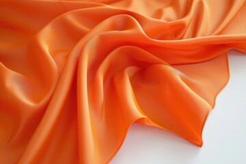Obraz premium Lush folds of vibrant orange chiffon fabric creating soft waves, perfect as a background or a luxurious texture for a fashion or design element.