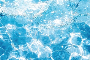 Obraz premium Captivating view of crystal clear water, sparkling with sunlight, creating mesmerizing patterns and vibrant hues of blue and turquoise, a perfect summer background.
