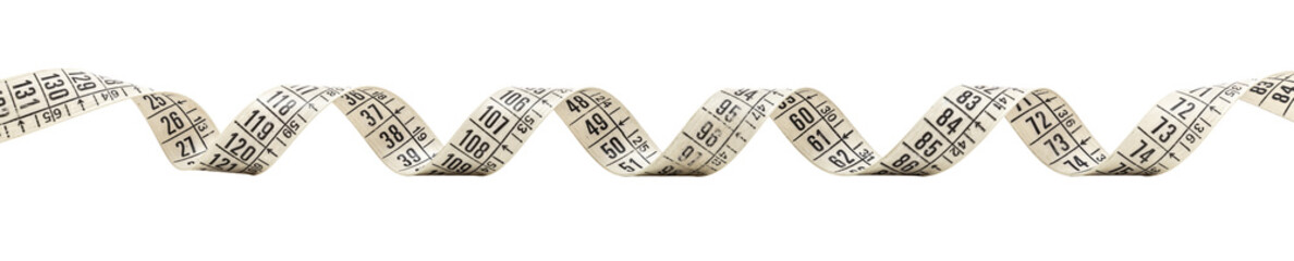 Wavy measuring tape on transparent background