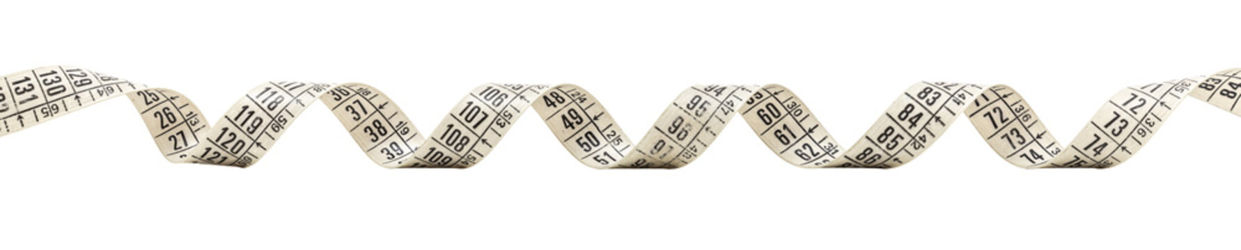 Wavy measuring tape on transparent background