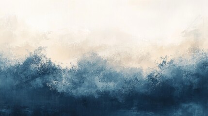 An abstract painting evokes a sense of depth and tranquility