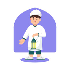 Muslim carrying arabic lantern