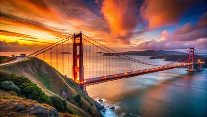 Obraz premium Golden Gate Bridge Long Exposure from Marin Headlands, San Francisco Bay, California